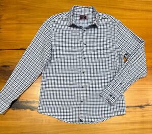 UNTUCKIT Blue plaid Shirt L Large Soligo Lightweight